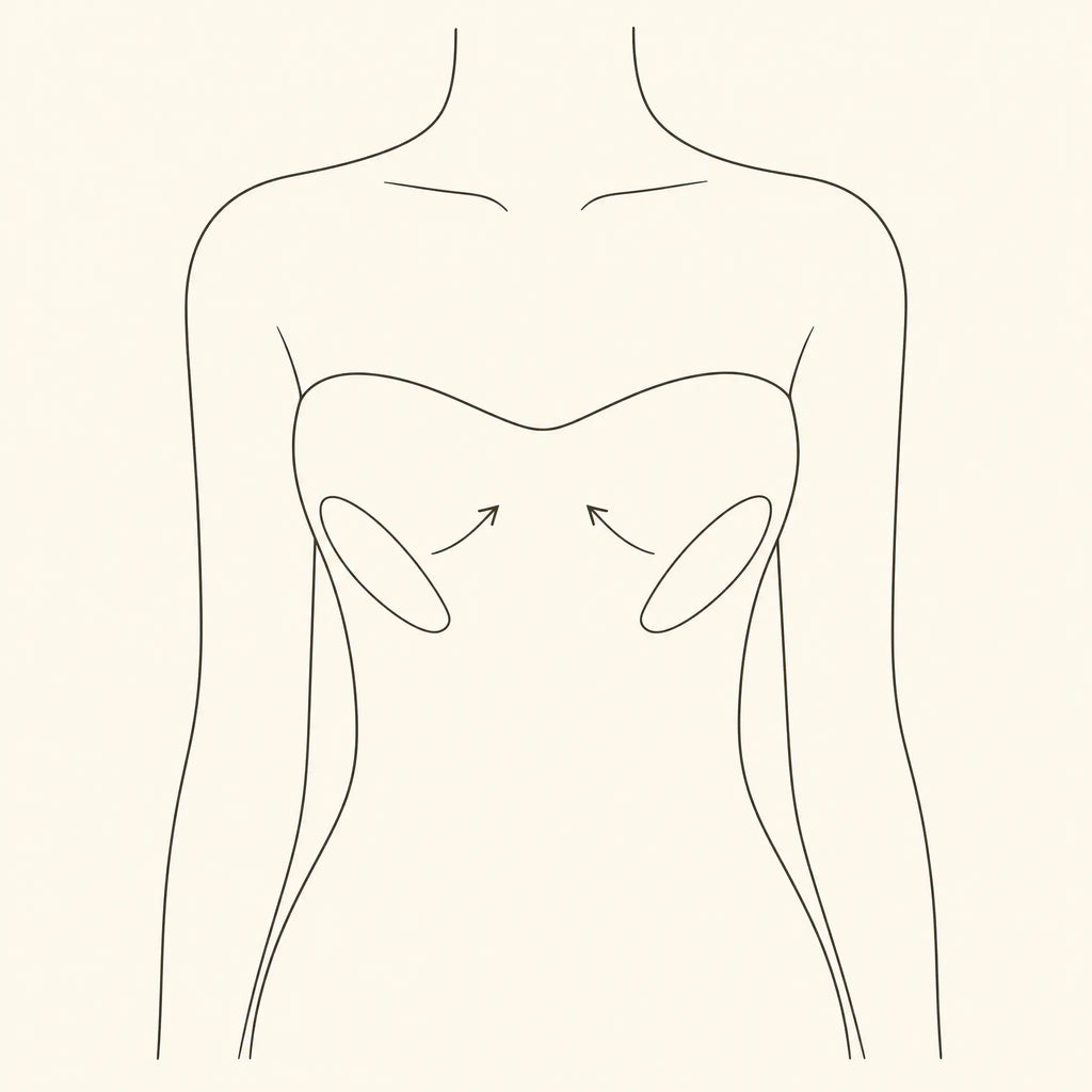 How to apply: place under the bust, lift inward